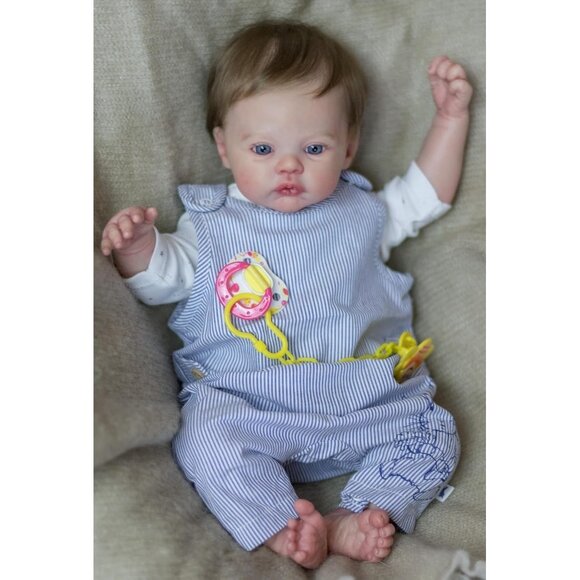 🆕18 inch Soft Vinyl Body Newborn Baby Doll Meadow Boy with Blue Eyes Baby - Picture 4 of 7